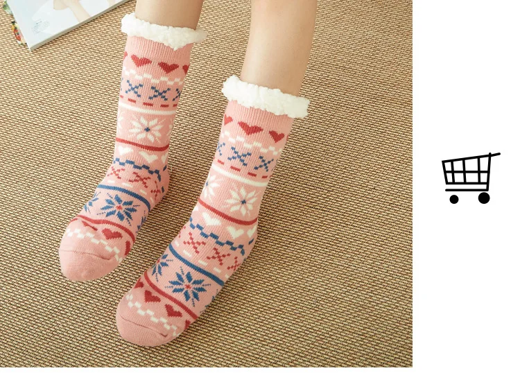 Женские носки для зимы; домашние тапочки для дома; Женские однотонные носки с удобной шерпой и плюшевой подкладкой; нескользящие захваты для женщин