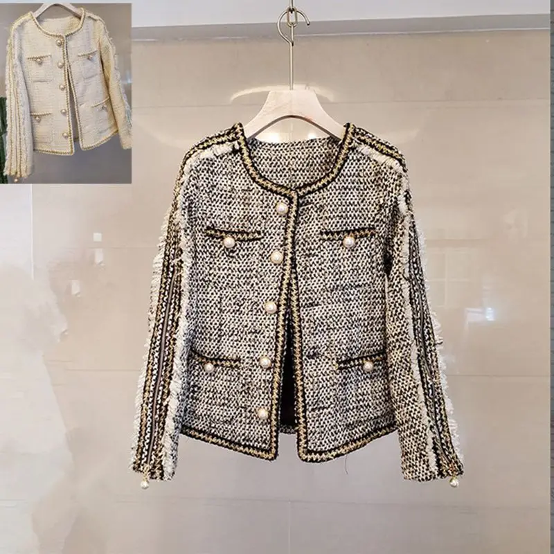 

2020 Winter Clothes Zipper Tassel Temperament Thick Tweed Small Xiangfeng Socialite Temperament Joker Short Money Coat Female