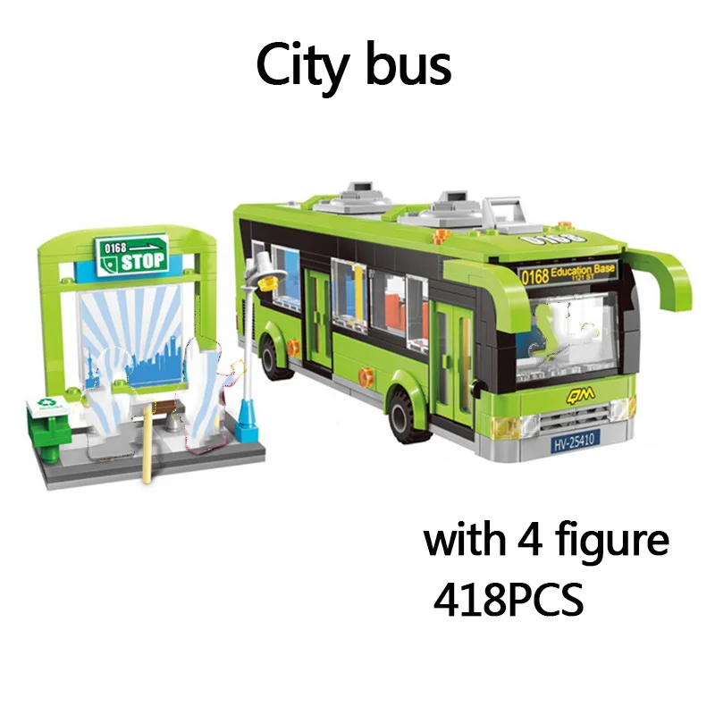 

Qman 418PCS City Bus building block Models Bricks Driver passenger station Toys for children gift compatible with legoingly