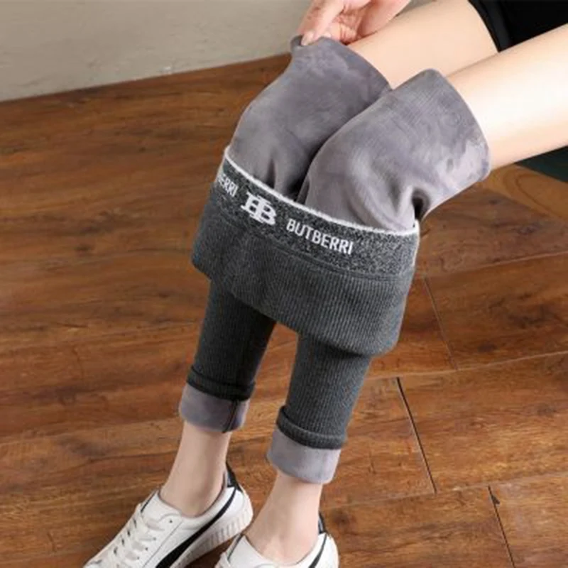 

Oeak Winter Plus Velvet Pants Women High Waist Thick Leggings Keep Warm Winter Pants Cold-resistant Pants Winter Clothes 2021