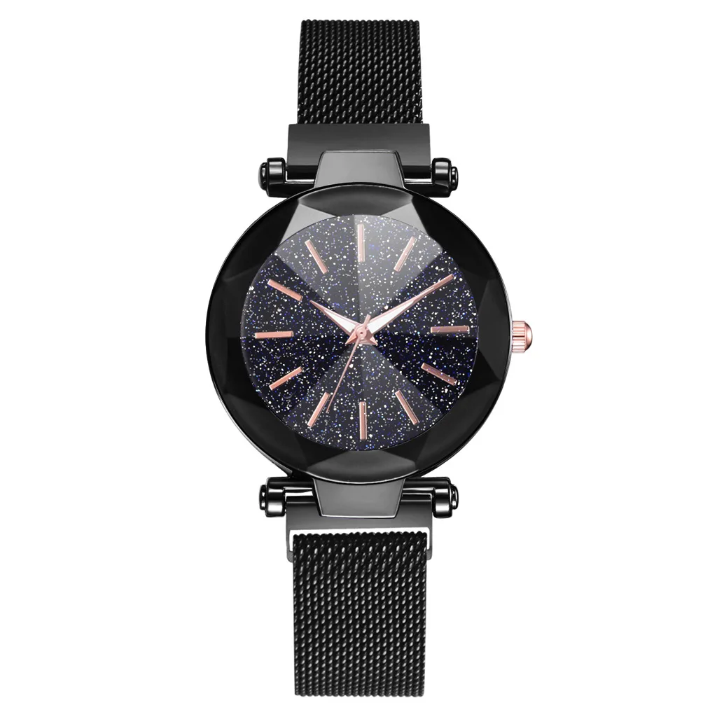 

Rhombus Surface Rhinestone ye guang zhen Watch Douyin Hot Selling Magnet English Watch Star Milan Magnet Watch