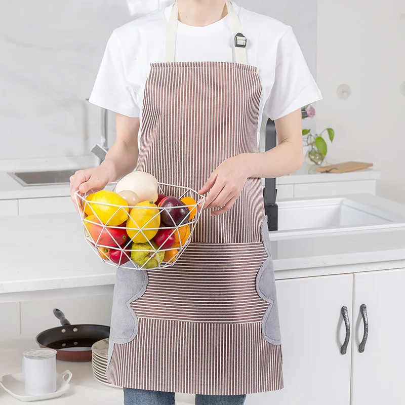 1PC PVC Coral Fleece Waterproof Women Apron Striped Sleeveless Oilproof Water-Proof Apron Kitchen Cleaning Product Women Apron