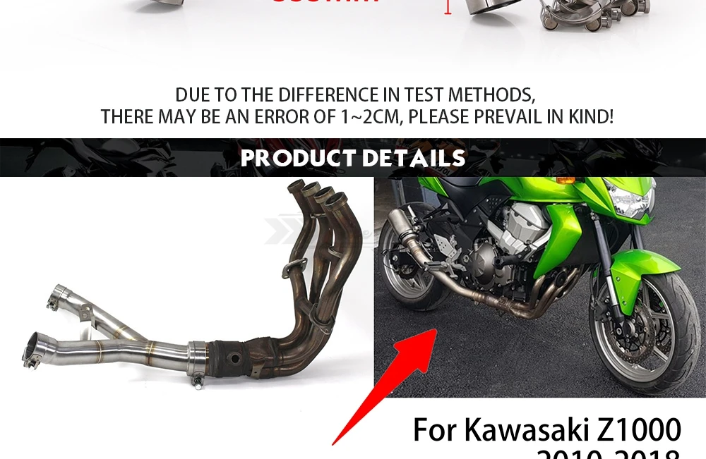 Decatalizador No-Kat Mid Pipe INOX DE-Cat DECAT Dominator Exhaust 2011 2012 2013 2014 2015 2016 2017 2018 Z1000 Z 1000 Tubo de eliminaci/ón de catalizador