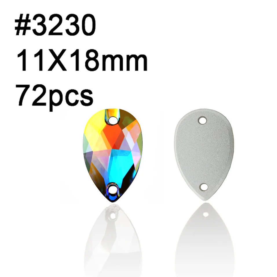 Drop 11x18mm 48pcs Новые Стразы всех форм шитья кристалл AB пришивные стразы плоские с оборота стразы кристаллы Пришивные декоративные камни для одежды Одежда - Цвет: Drop 11x18mm 48pcs