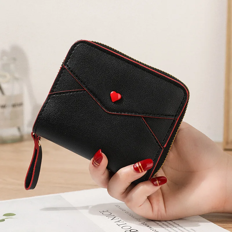 

Short Wallet Women Cute Love Wallets Tassel Fashion Hasp Coin Purse Card Holder Female Clutch Money Bag PU Leather Lady Purses