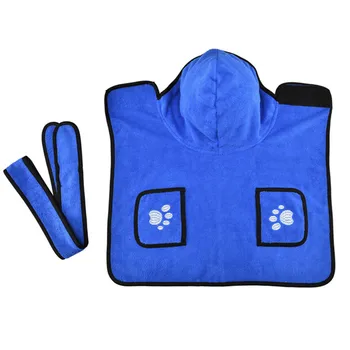 

Super Absorbent Pet Towel Soft Dog Bathrobe with Hood and Belt for Large Medium Small Dogs FPing