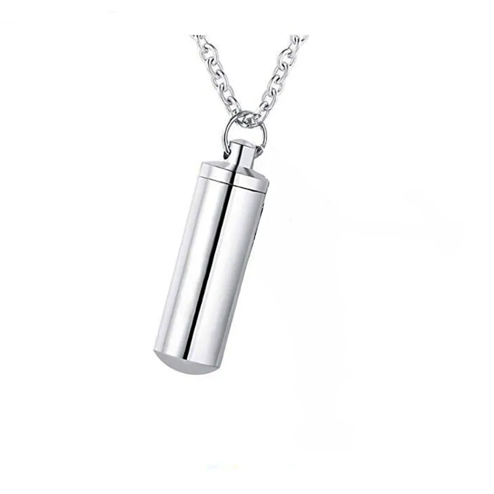 Stainless Steel Holder Cylinder Ashes Urn Pendant Charm Cremation Memorial Necklace Jewelry 3 Colors
