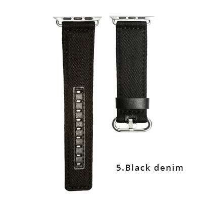 Black denim Ремешок для наручных часов Apple Watch Series 5/4/3/2/1 кожаная Петля ремешок браслет наручные совместимый для наручных часов iWatch, ремешок 44/40/42/38 мм Аксессуар-ремешок - Цвет ремешка: Black denim