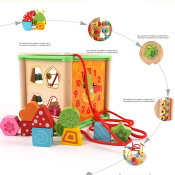 

3D Puzzles Toys Multifunction Bead Maze Cube Activity Center Wooden Box Educational Puzzle aqua beads Kids Toys for Children