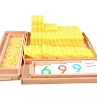Montessori Decimal Arithmetic Toys Family Edition Set Bank Game Golden Beaded Digital Card Tray Preschool Kids Math Learning Toy 2