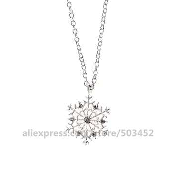

200pcs/lot New Gifts Zirconia Christmas Necklace Women Silver Color Sweet Style Chains Necklace Snowflake Pendant Angel Necklace