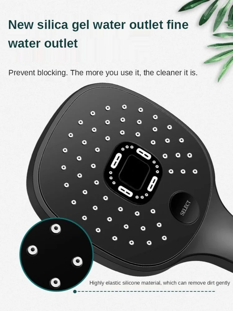 Shower Head Rainfall Bathroom 3 Modes ABS round Chrome Water-Saving Nozzle G1/2 Bath Faucet Wall Mounted Adjustable Black Shower - Image 5