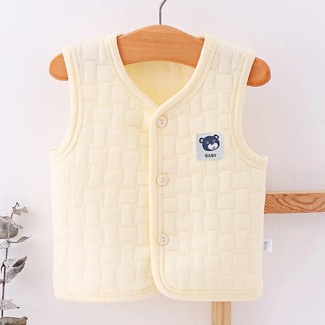 Plaid Yellow Жилет для маленьких мальчиков и девочек плотные жилеты для младенцев из чистого хлопка осенне-Весенняя теплая одежда в клетку для маленьких детей vestido infantil 6M 12 2T - Цвет: Plaid Yellow