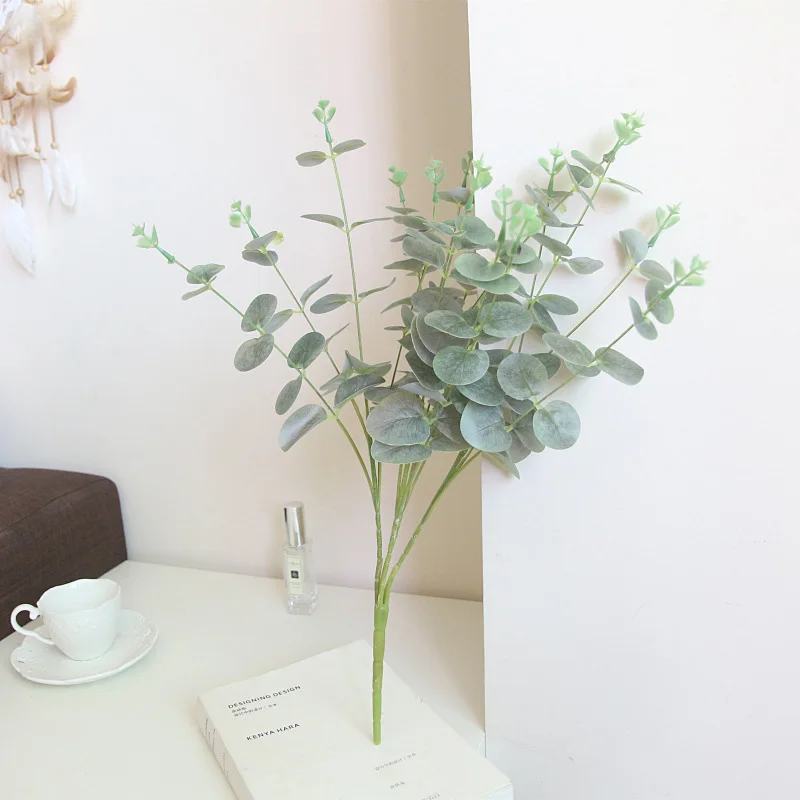 

4/16 heads Eucalyptus Leaves Artificial Plant Art Green Ornament Wedding Party Plastic+Iron