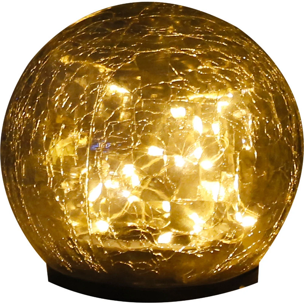 Outdoor Solar Ball LED Lights Garden Crackle Glass Globe Stake Lamp Waterproof 