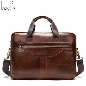 

LAZYLIFE Men Briefcase Bag High Quality Business Famous Brand Leather Shoulder Messenger Bags Office Laptop Handbag