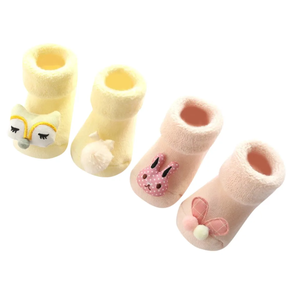2 пары, милые носки для новорожденных с героями мультфильмов calcetines, детские Нескользящие зимние теплые носки для маленьких девочек и мальчиков, тапочки, ботинки meias
