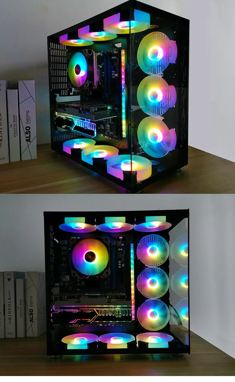 120 мм компьютер чехол вентилятор RGB Регулируемая цветная лампа светильник для