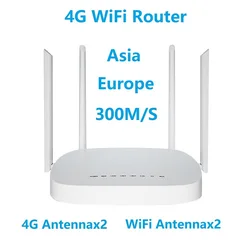 Routeur WiFi 4G LTE sans fil 300 ghz, 2.4 Mbps, carte SIM, 4 antennes, RJ45, WAN, LAN, Hotspot, haute vitesse, pour 32 utilisateurs 
