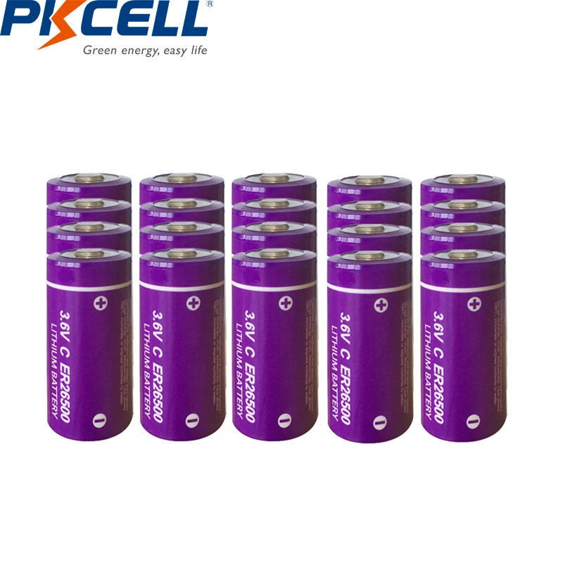 20 шт./PKCELL 3 6 В размер C литиевая батарея ER26500 9000 мАч Li SOCl2 аккумулятор|battery charger with