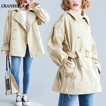 

Fashion Short Female Trench Windbreaker Coats for Women Casual Trench Femme Autumn Korean Style Elegant Loose Trench Coats