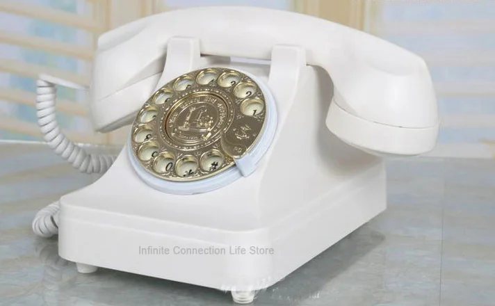 Ретро стационарный телефон с поворотной ключевой пластиной, винтажный телефон с поворотным циферблатом для дома и офиса, классический стиль для развлечения