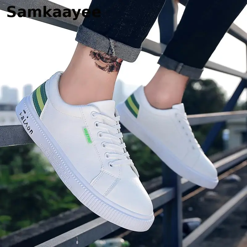 Size 39 44 Mens Casual Shoes Spring Autumn Male Leather Sneakers Striped  Lace Up Flats Hombre Breathable Waterproof Zapatos Y30|Men's Casual Shoes|  - AliExpress