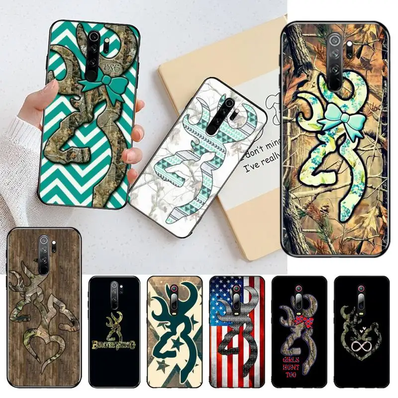 

YJZFDYRM Camo Browning Phone Case for Redmi Note 9 8 8T 8A 7 6 6A Go Pro Max Redmi 9 K20 K30 Pro