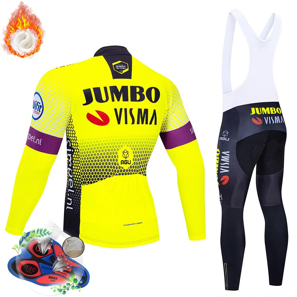 Pro Team Jumbo велосипедная майка 9D комплект с нагрудником MTB Униформа велосипедная одежда мужская зимняя теплая флисовая велосипедная Одежда для велоспорта