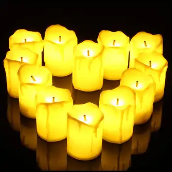 

12Pcs/set Tealight Flameless Flickering Battery Operated For Home Christmas Wedding Party Decor Tears LED Tea Light Candle