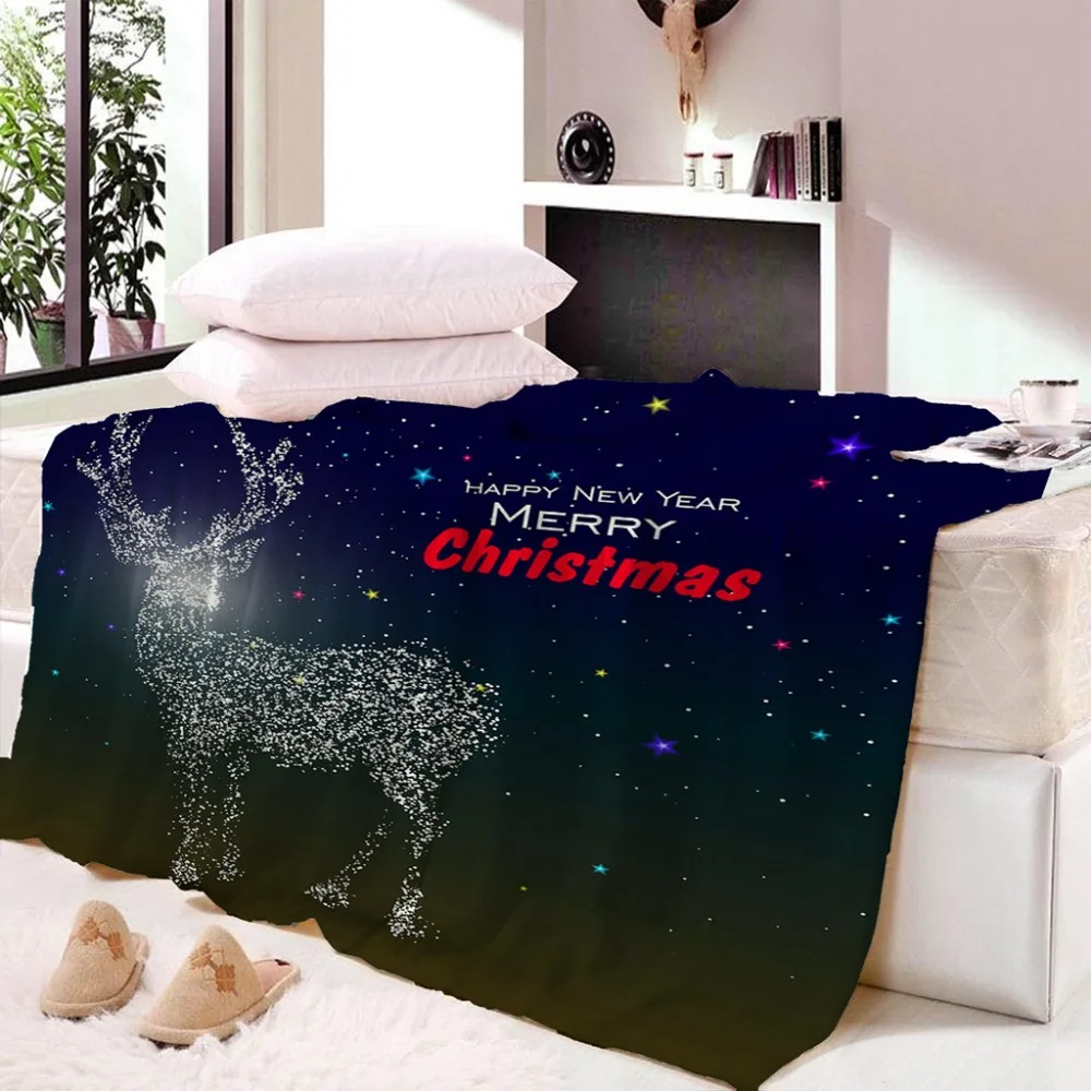 Merry Christmas ThinThrow одеяло с принтом оленя для детей, взрослых одеяло для кушеток одеяло простыни, покрывало, Прямая поставка