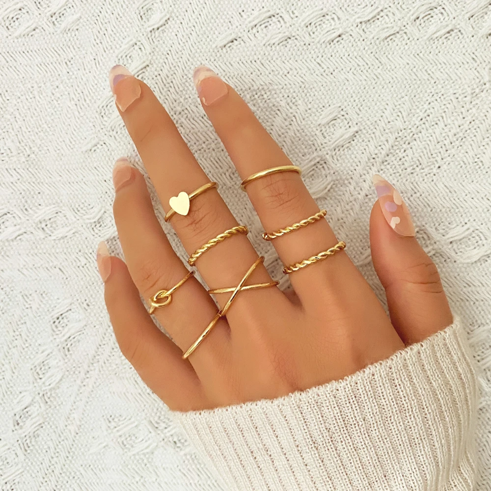 IPARAM Bohemian Vintage Crystal Geometric Joint Ring Set for Women Star  Moon Personality Design Ring Set Party Jewelry Gift