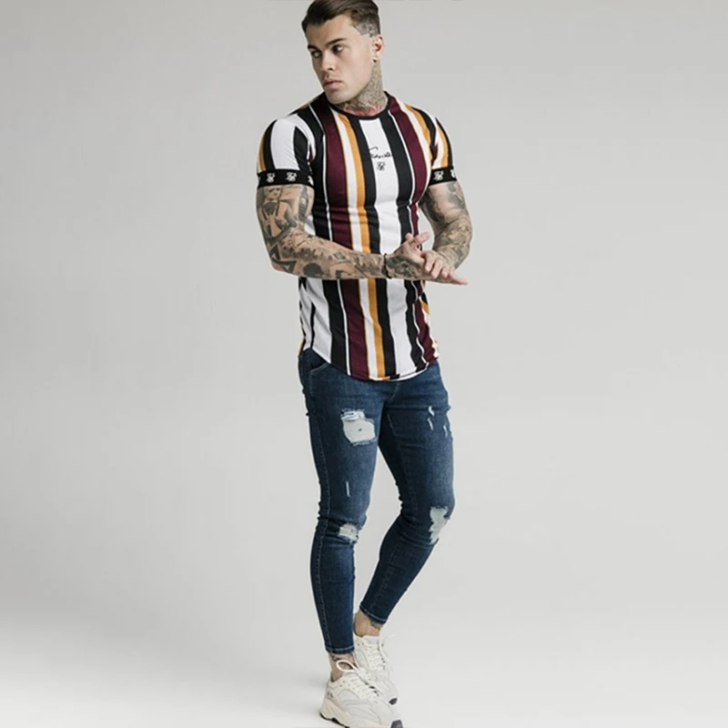 Футболка SikSilk мужская с круглым вырезом шелковая короткая тенниска забавная