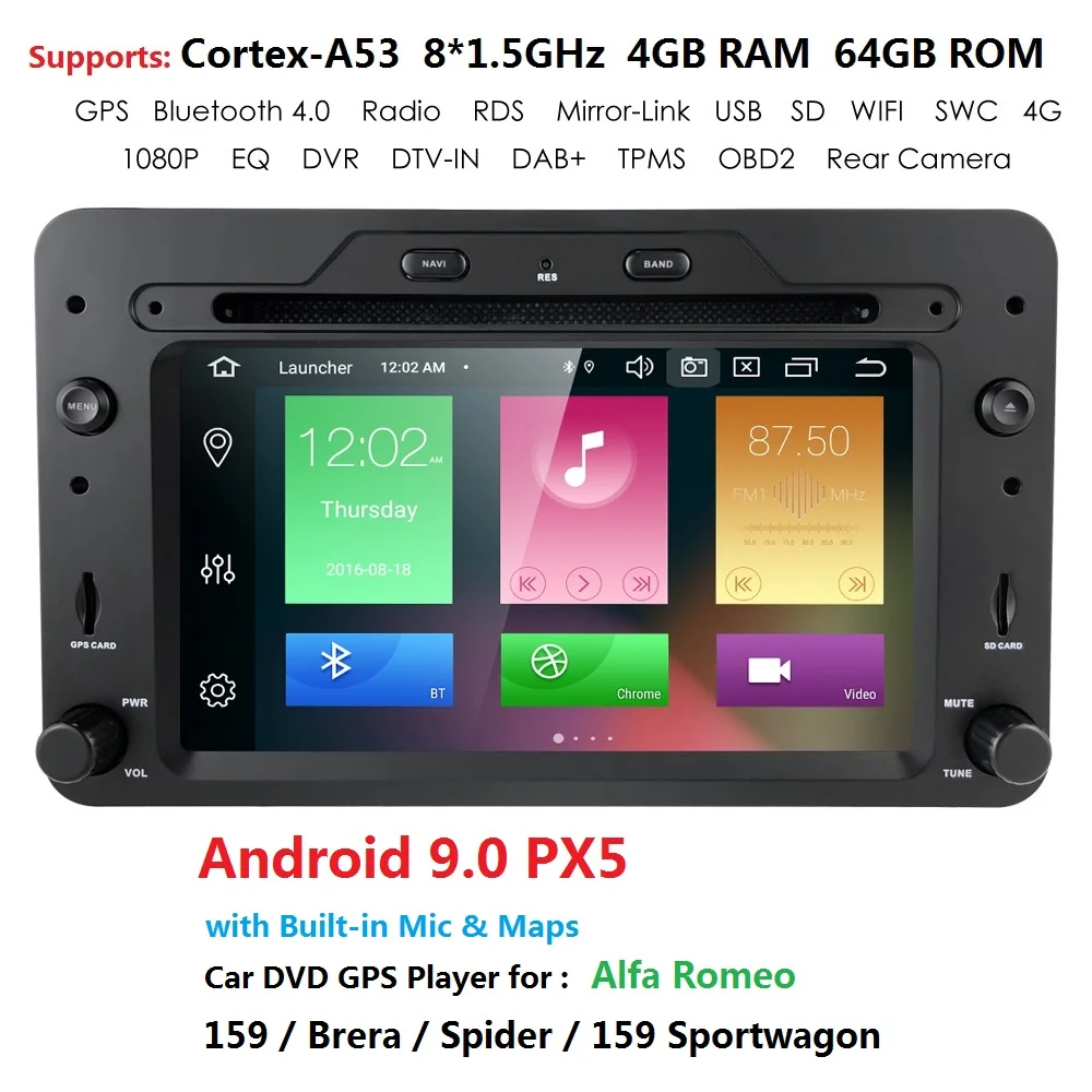 DSP 4G 64G Android 9,0 автомобильный DVD gps для Alfa Romeo Spider Alfa Romeo 159 Brera 159 Sportwagon Радио стерео Авто навигация