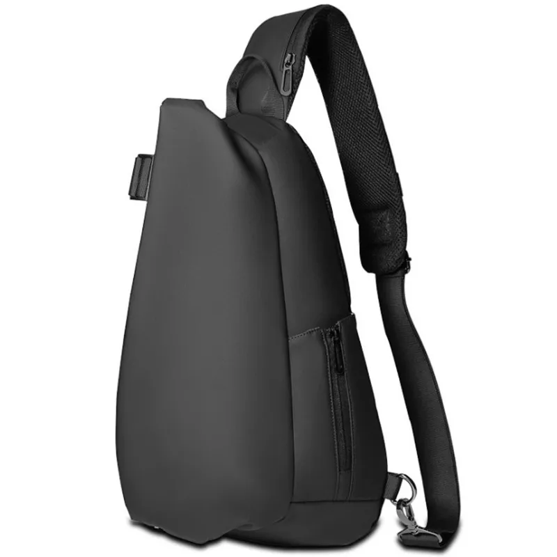 Большой Ёмкость Мужская нагрудная сумка в стиле casual зарядка через usb сумки через плечо Для мужчин высокое качество сумка с ремнем через плечо для 9,7 дюймов планшет коротких поездок - Цвет: Черный