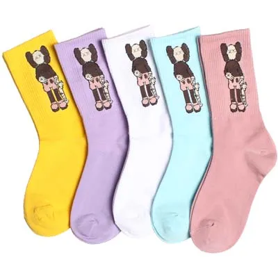 DROZENO Harajuku стильные модные носки радужные полоски хлопок удобные и дышащие забавные счастливые Повседневные носки - Цвет: 5pairs