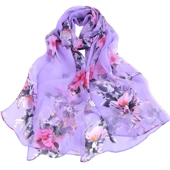 

Woman Spring And Summer Chiffon Silk Scarf Flowers Blossom Scarf Upscale Georgette Scarves