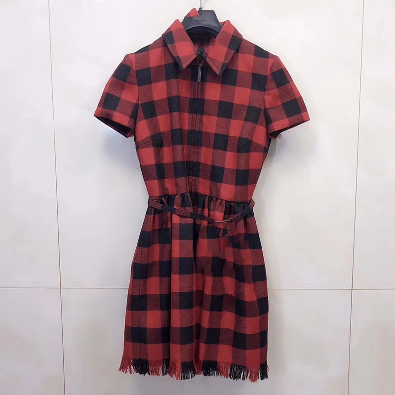 Casual Plaid Stripes Dresses Women O-Neck Mini Dress Autumn Short Sleeve Loose Fashion Natural Women's Clothing Dresses