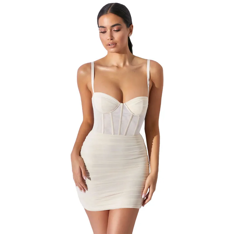 Women's Summer Dress Slip Sexy Backless Off Shoulder Tight Sleeveless Package Hip Mini Solid Zipper Empire Patchwork Pullover sweater dress Dresses