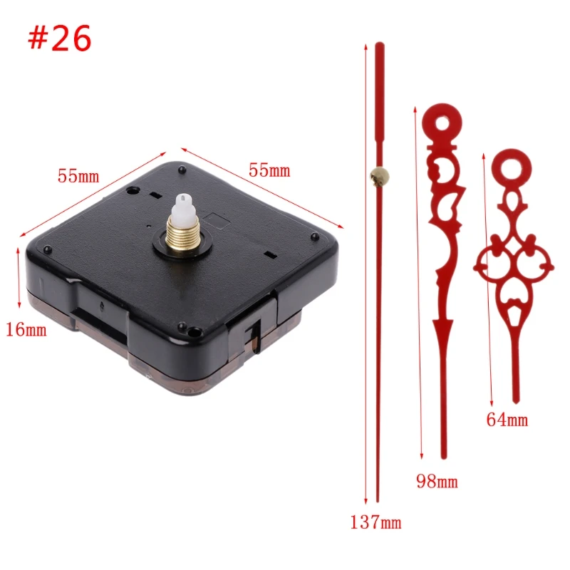 42 Styles Silent Large Wall Clock Quartz Clock Movement Mechanism Hands Wall Repair Tool Parts Silent Kit Set DIY Black Pointer