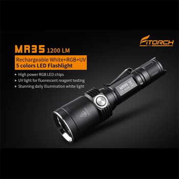 

Fitorch MR35 XP-L2 1200Lumens 5lightcolors Rechargeable Portable UV LED Flashlight for Camping Torch Lantern Spotlight Lamp