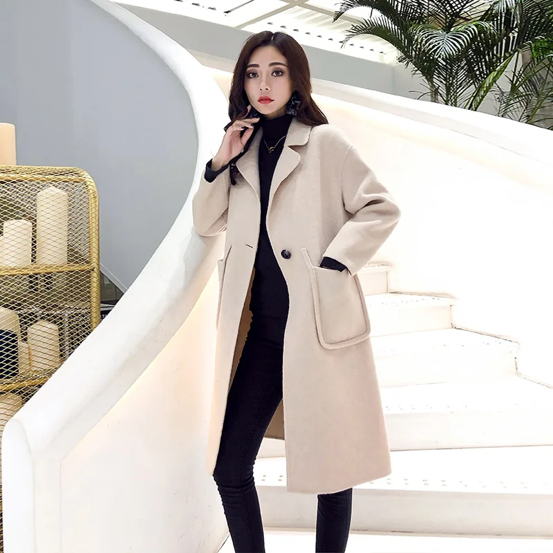 

2019 Autumn Winter New Female Windbreaker Long Loose Thick Velvet Coat Women's Cardigan Artificial Mink Cashmere Comfortable