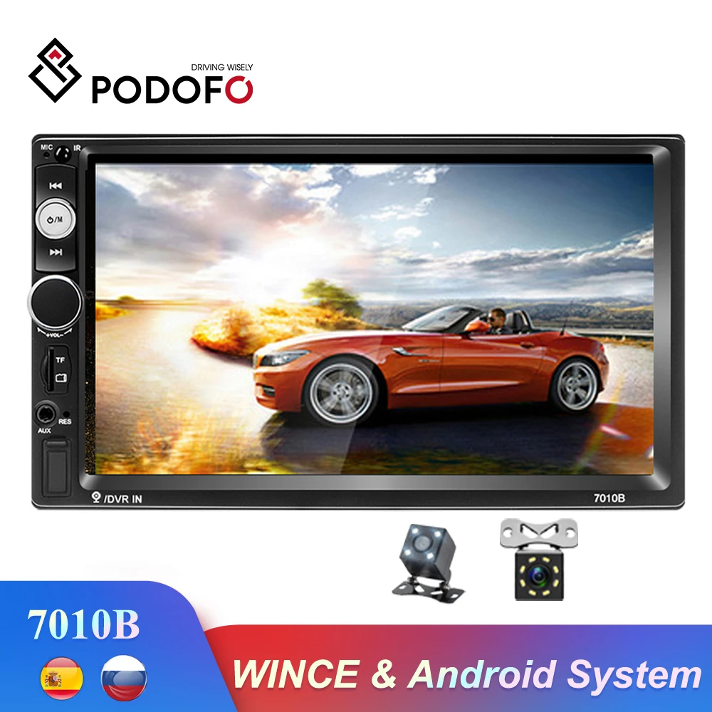 Podofo Autoradio 2 din Auto Radio 7010b Wince Android Multimedia Player GPS Auto Stereo Bluetooth W