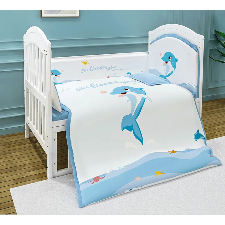 Louis Fashion European Style Baby Bed Splined Movable Solid Wood Child Newborn Rocking Multi-function BB Be |
