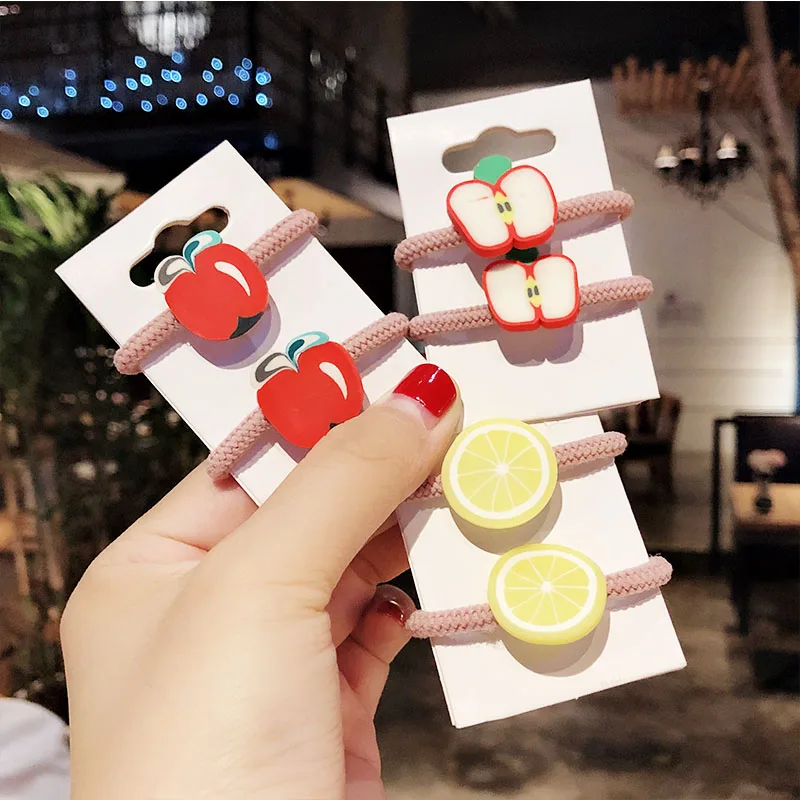 10PCS/Set New Girls Cute Fruits Elastic Hair Bands Children Ponytail Holder Sweet Rubber Bands Headband Kids Hair Accessories