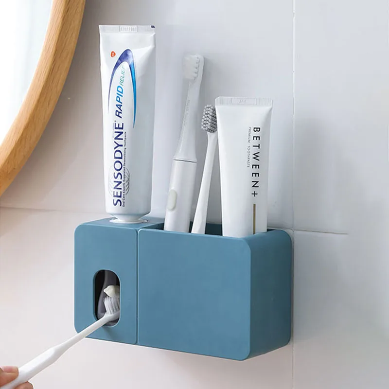 2 In 1 Automatic Toothpaste Dispenser With Toothbrush Holder Wall Mount Squeezer Bath Organizer Bathroom Accessories | - Цена: 150,47 - 264,45 руб.
