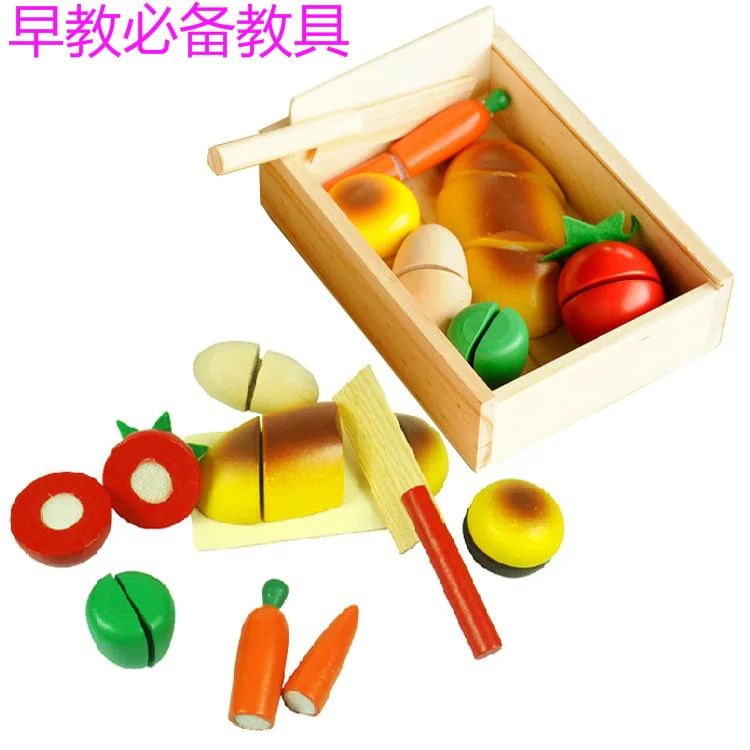  Wooden Box Fruit Cutting Children Slicer Fruit & Vegetable Baby Early Educational Teaching Aid Cutt - 4000292777282