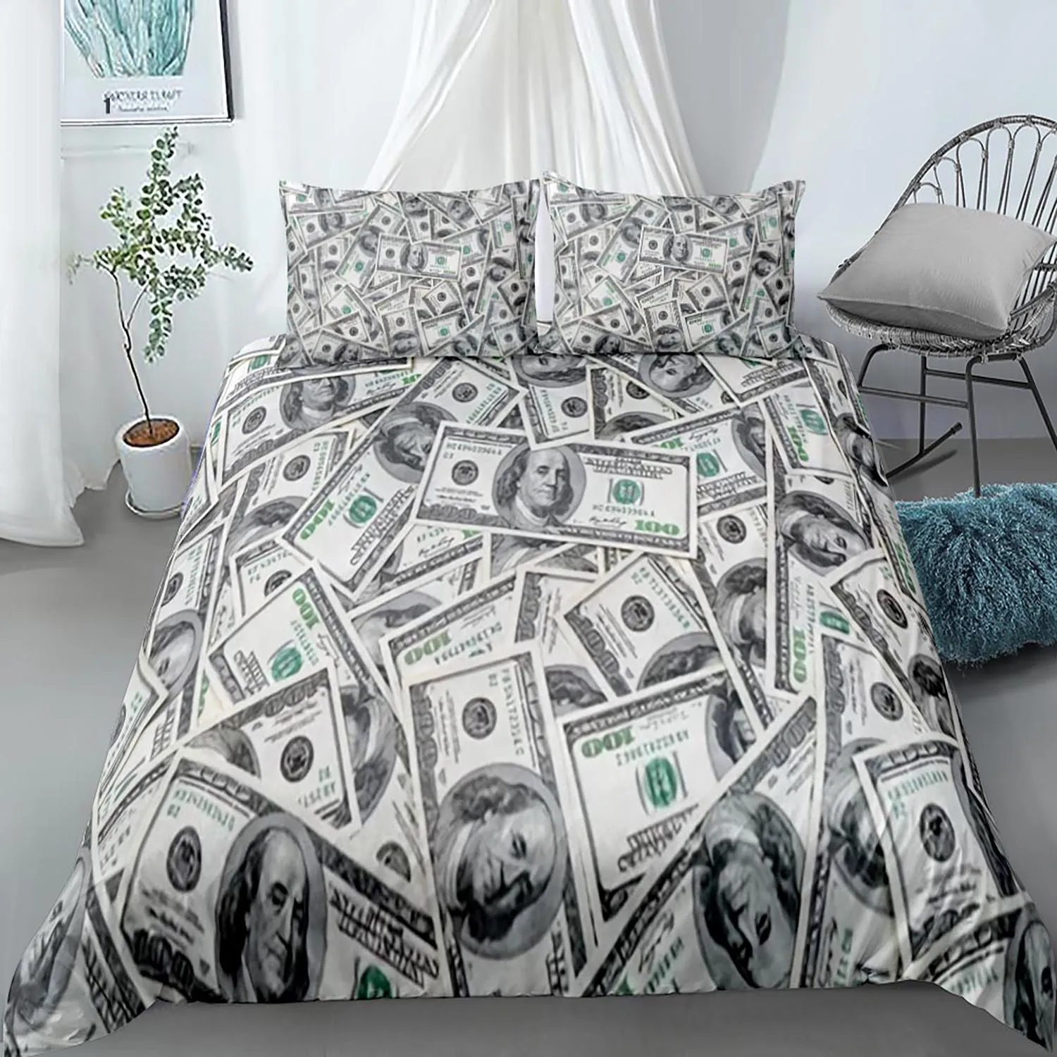 Funny Design Money Dollar Bedding Set Single Twin Full Queen King Size Money Bed Set Children's Kid Bedroom Duvetcover Sets 008 