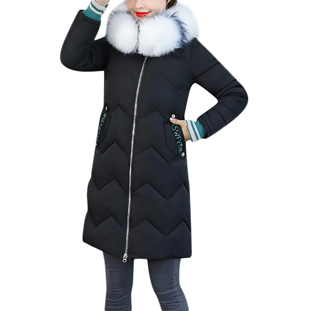 Женские пуховики с искусственным мехом, новинка, осеннее пальто, куртка, Женская Толстая зимняя одежда, зимнее пальто, женская одежда, женские куртки#810 - Цвет: Черный