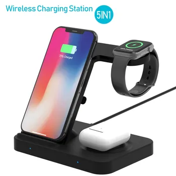 

5 in 1 Wireless Charger Station For Samsung Galaxy Watch Gear S3 Qi Fast Charging Dock for Apple Watch AirPods Pro iPhone 11